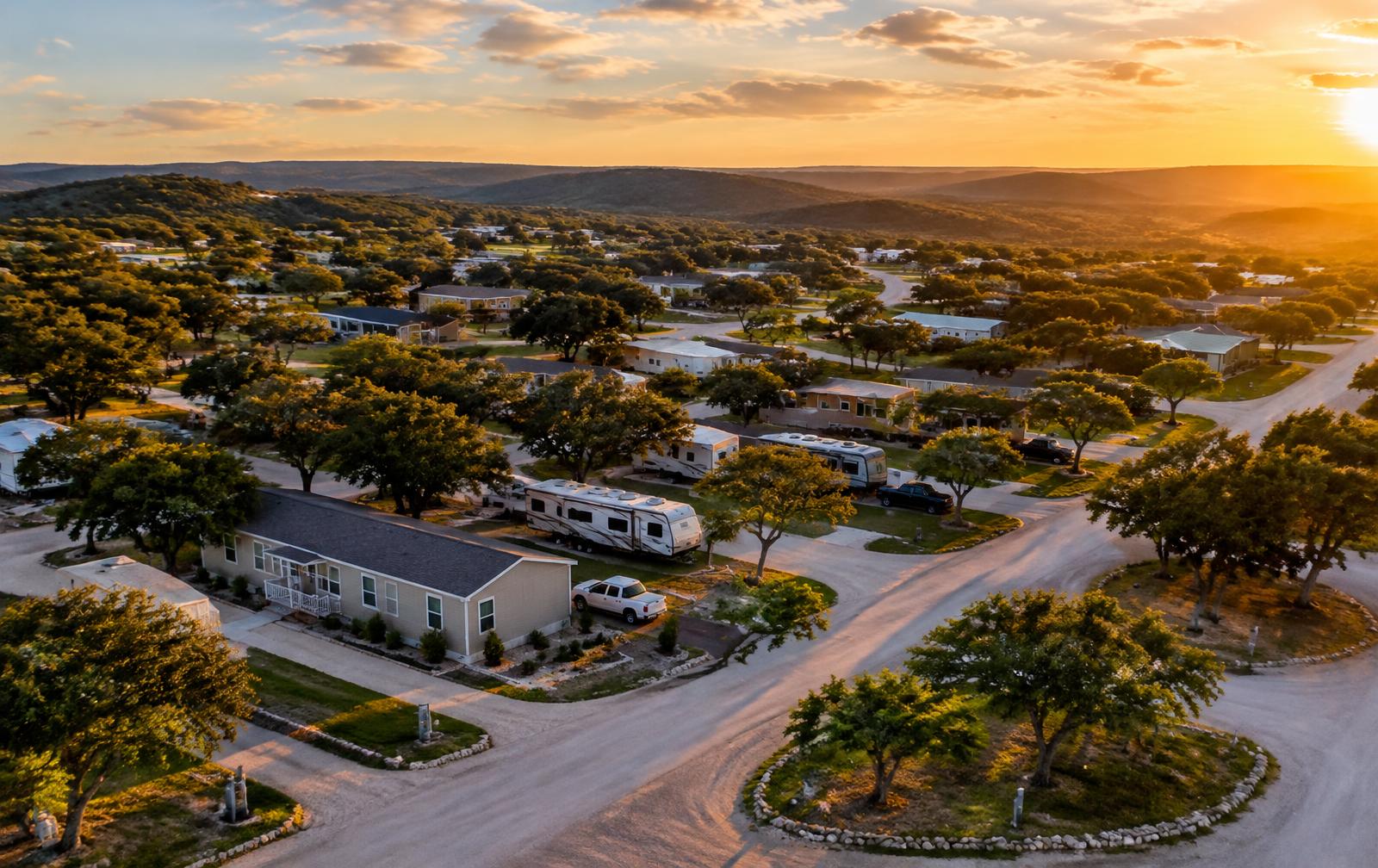 RV and manufactured home community in the Texas Hill Country